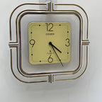 Citizen Quartz Japan Square Wall Clock – 1970s Acrylic Chrome Frame, Restored