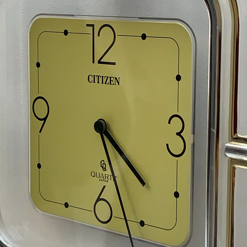 Citizen Quartz Japan Square Wall Clock – 1970s Acrylic Chrome Frame, Restored