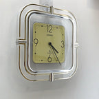 Citizen Quartz Japan Square Wall Clock – 1970s Acrylic Chrome Frame, Restored