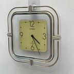 Citizen Quartz Japan Square Wall Clock – 1970s Acrylic Chrome Frame, Restored