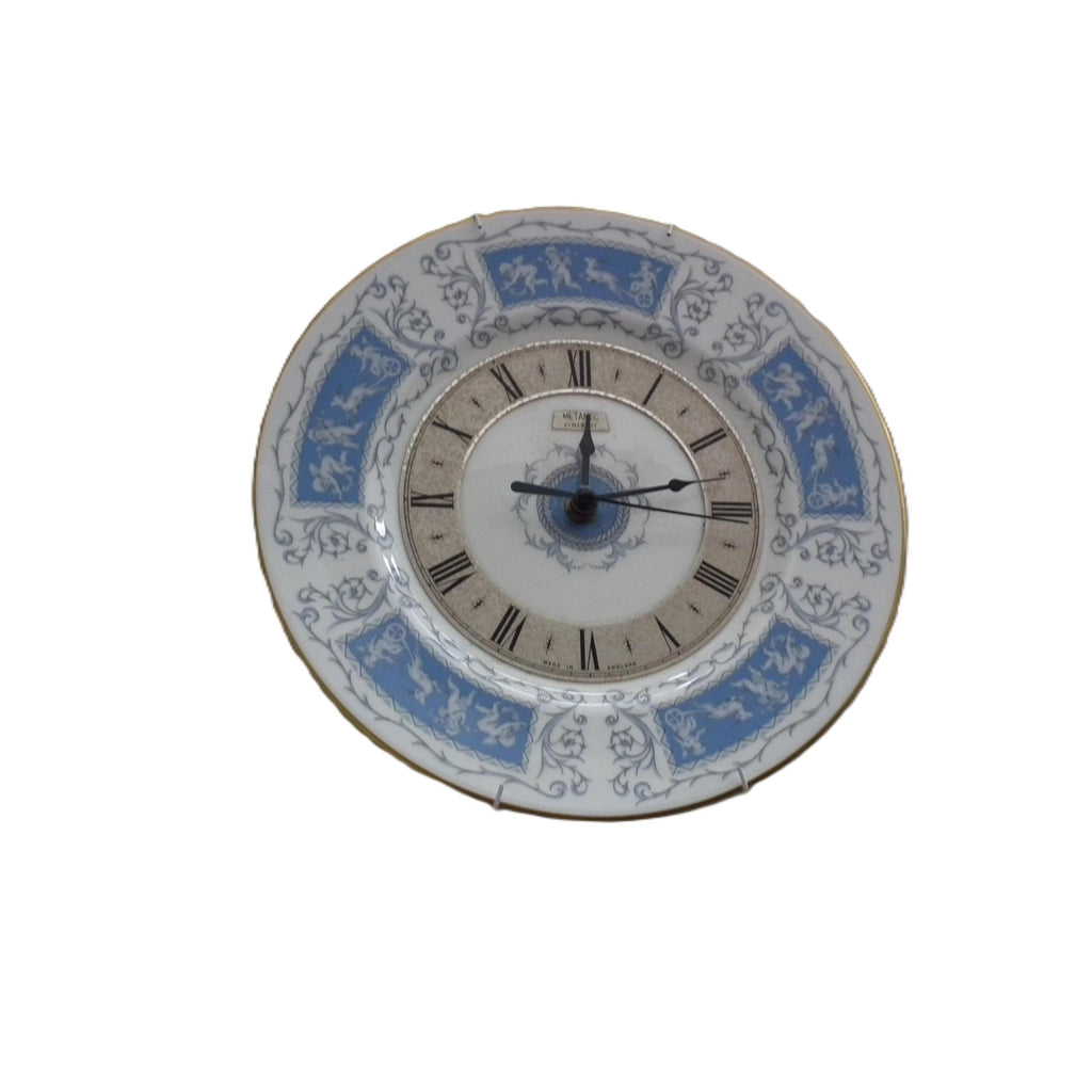 Coalport Blue Revelry Bone China Clock – Neoclassical Blue White Plate, England