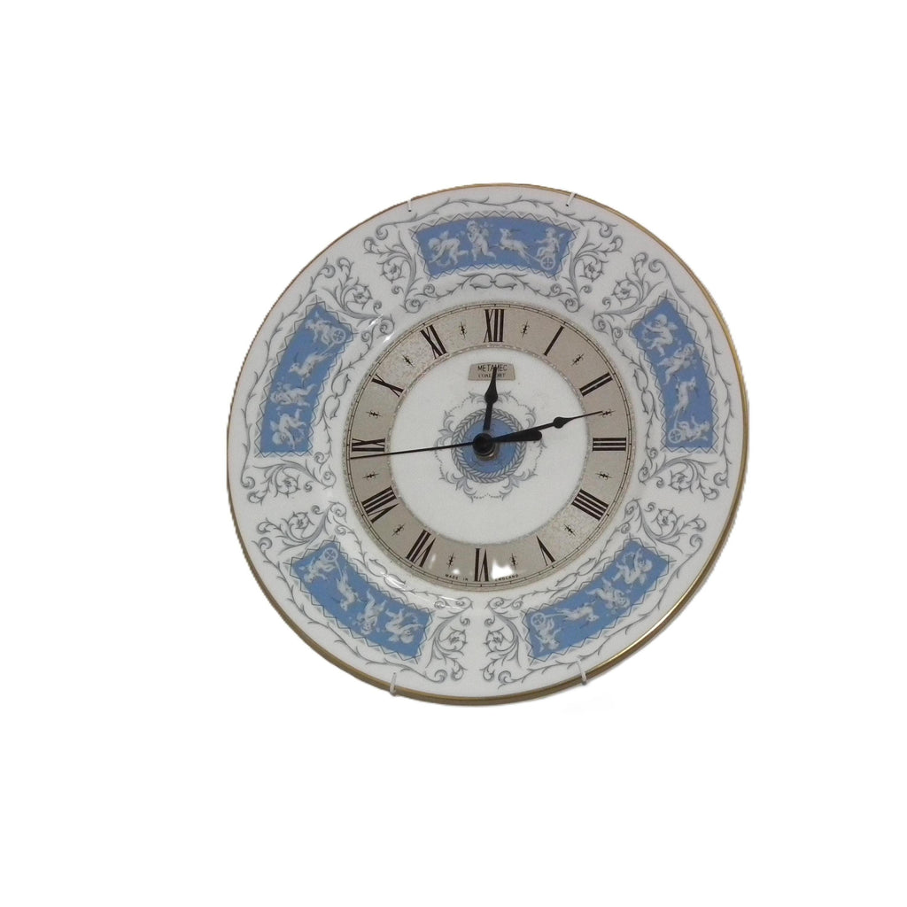 Coalport Blue Revelry Bone China Clock – Neoclassical Blue White Plate, England