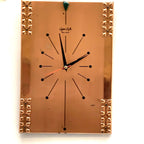 Copper Crafts Zambia Starburst Wall Clock — Malachite Marker, Vintage 1960s