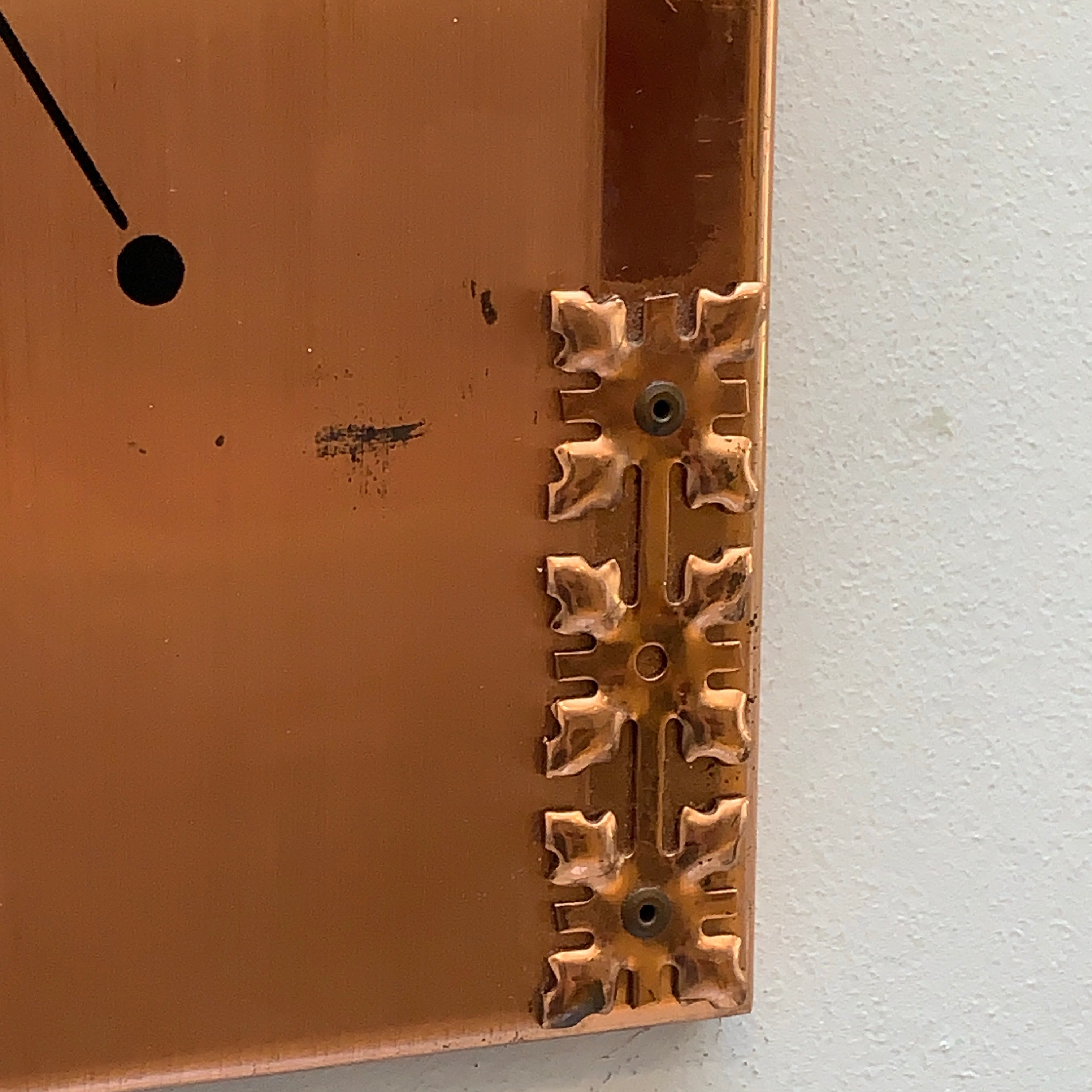Copper Crafts Zambia Starburst Wall Clock — Malachite Marker, Vintage 1960s