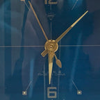 Diamond Mechanical Table Clock – Blue Dial, Chrome Case, NOS, 1980s