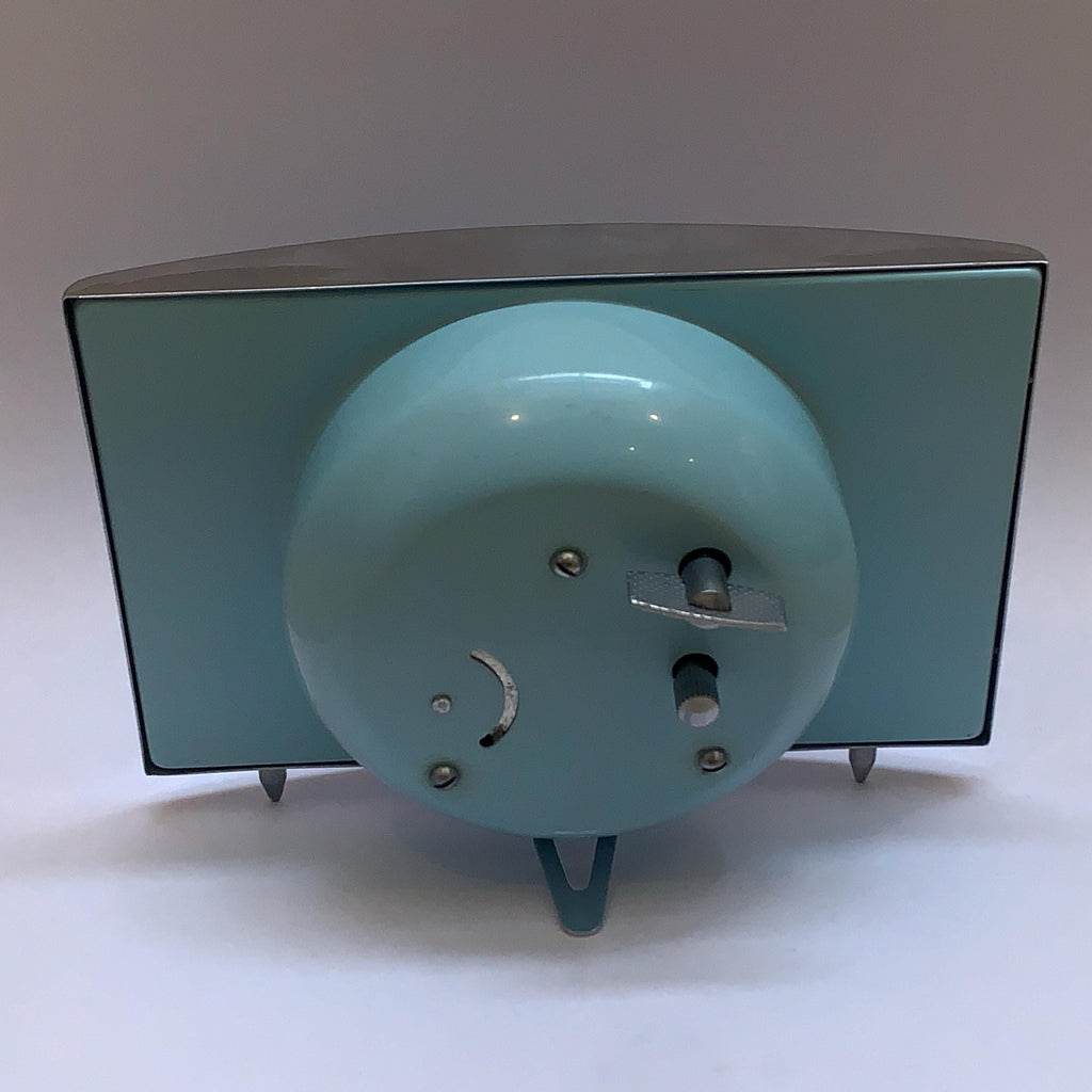 Diamond Mechanical Table Clock – Blue Dial, Chrome Case, NOS, 1980s