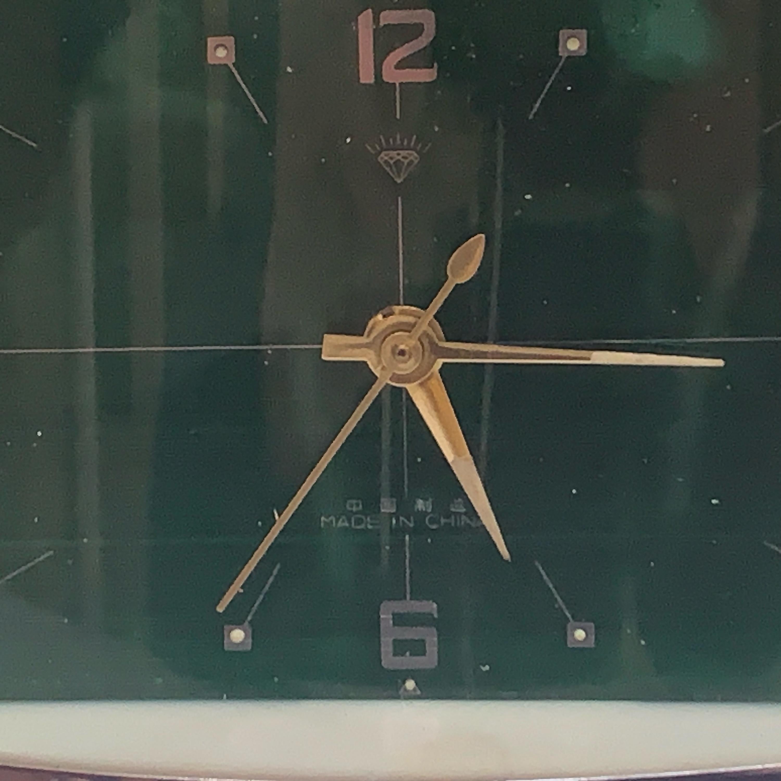 Diamond Mechanical Table Clock – Green Dial, NOS Original Box, 1980s