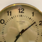 E A Combs London Wall Clock – Gold Sunburst Bakelite, Hechinger German Movement, 1960s