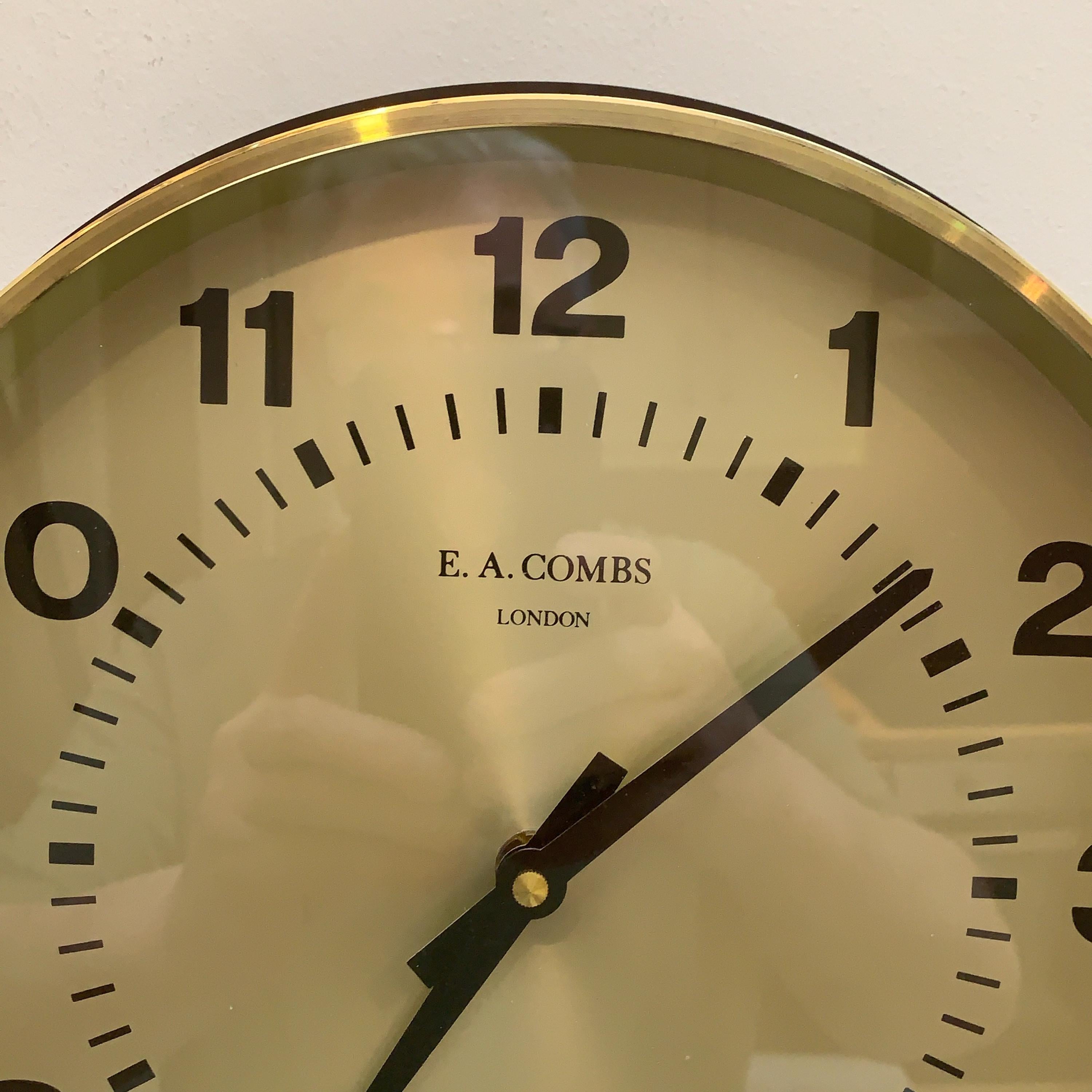 E A Combs London Wall Clock – Gold Sunburst Bakelite, Hechinger German Movement, 1960s