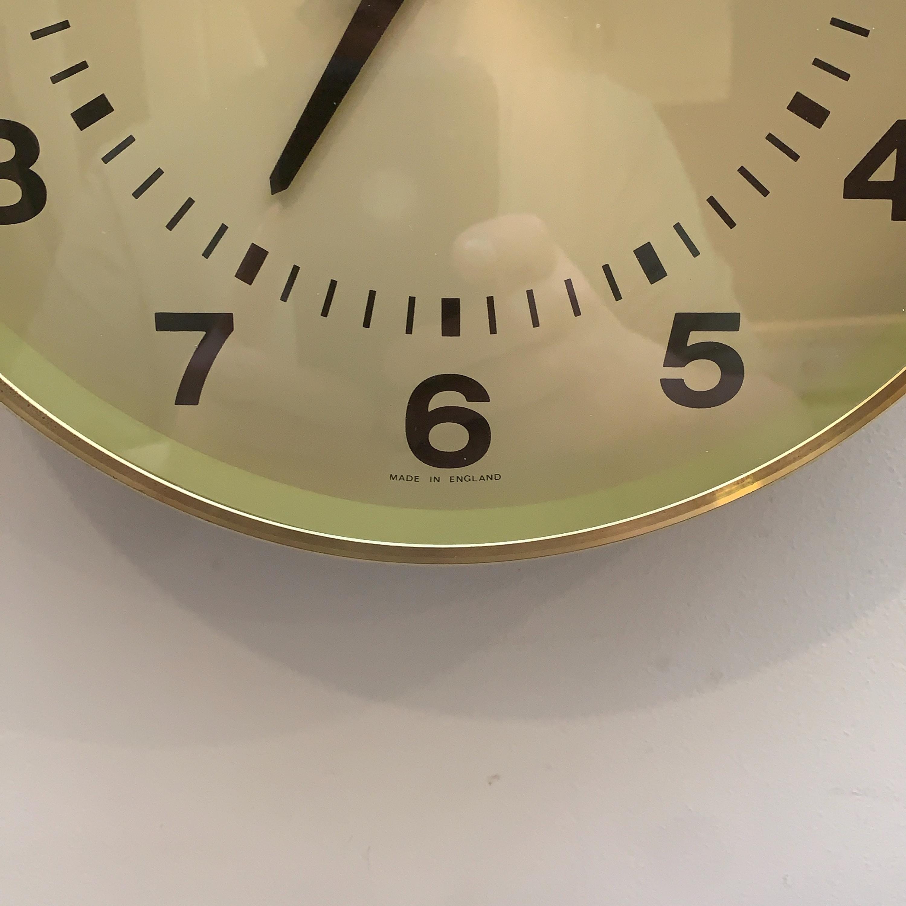 E A Combs London Wall Clock – Gold Sunburst Bakelite, Hechinger German Movement, 1960s