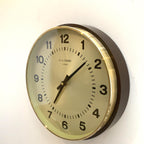 E A Combs London Wall Clock – Gold Sunburst Bakelite, Hechinger German Movement, 1960s