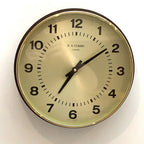 E A Combs London Wall Clock – Gold Sunburst Bakelite, Hechinger German Movement, 1960s