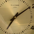 E A Combs London Wall Clock – Gold Sunburst Bakelite, Hechinger German Movement, 1960s