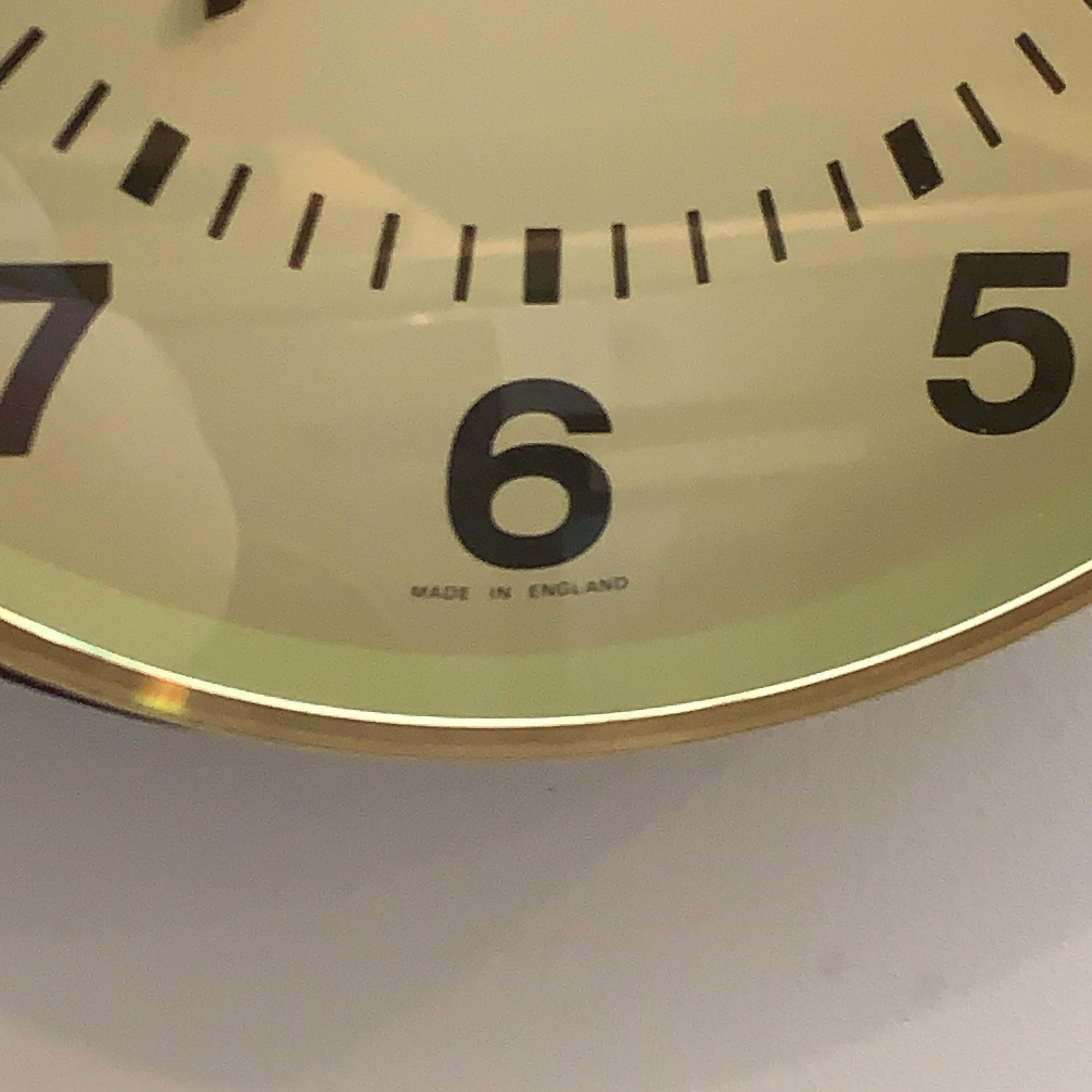 E A Combs London Wall Clock – Gold Sunburst Bakelite, Hechinger German Movement, 1960s