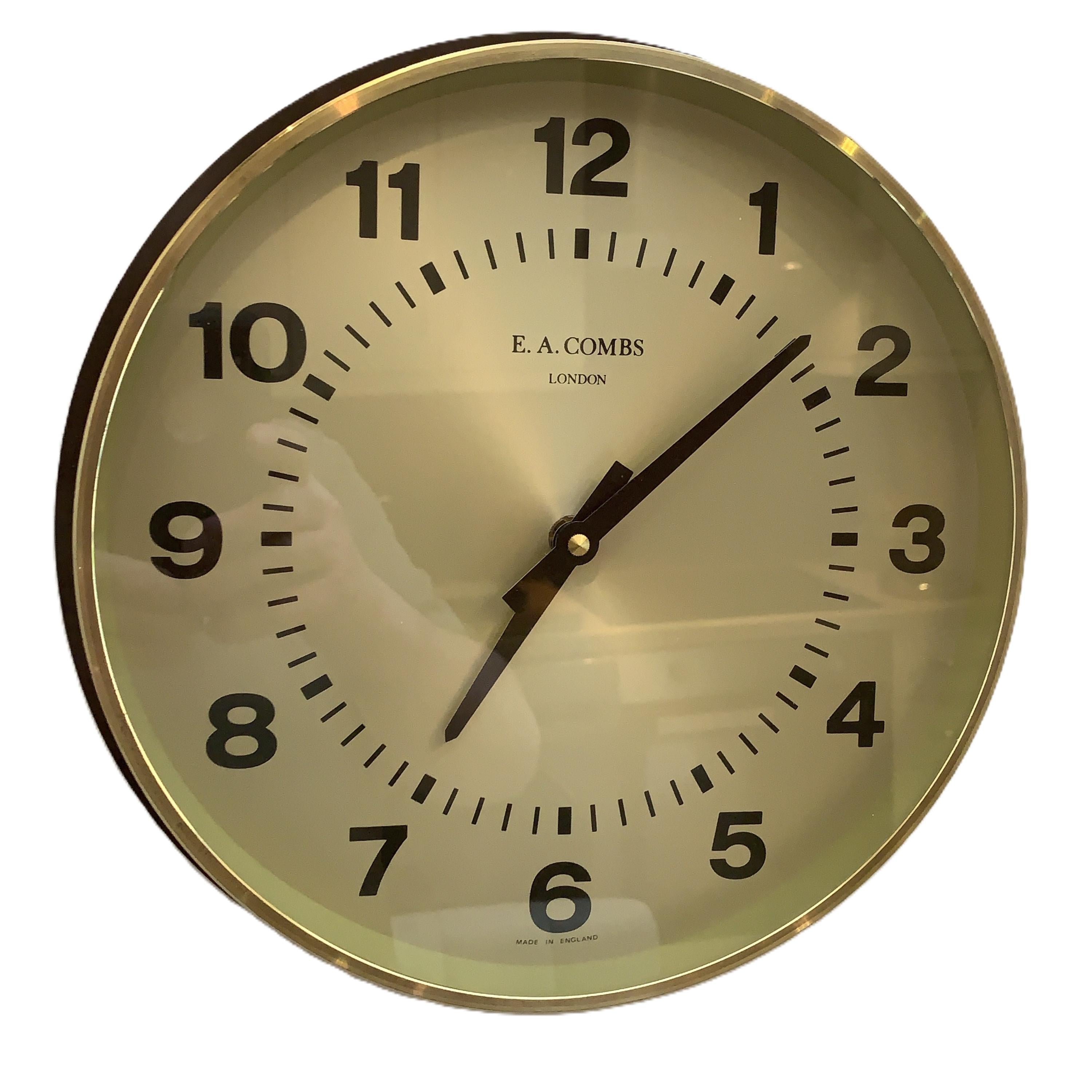 E A Combs London Wall Clock – Gold Sunburst Bakelite, Hechinger German Movement, 1960s