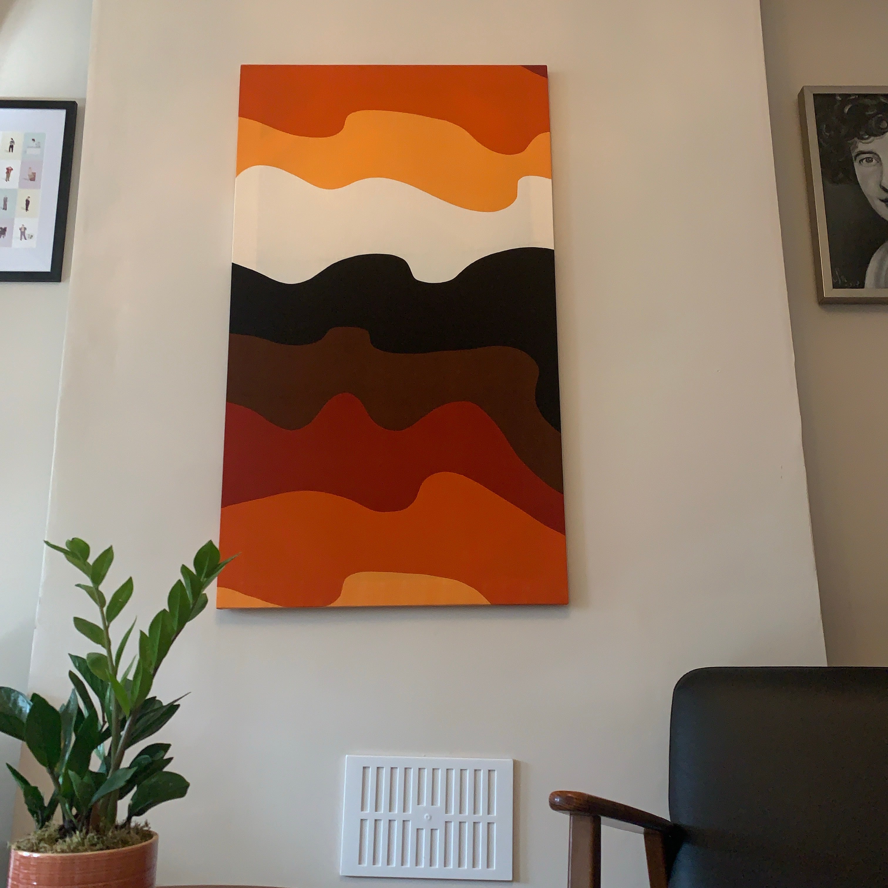 Eine Lepistö Aalto 1977 Finlayson Textile Wall Art – Scandinavian Mid Century Modern Framed Panel