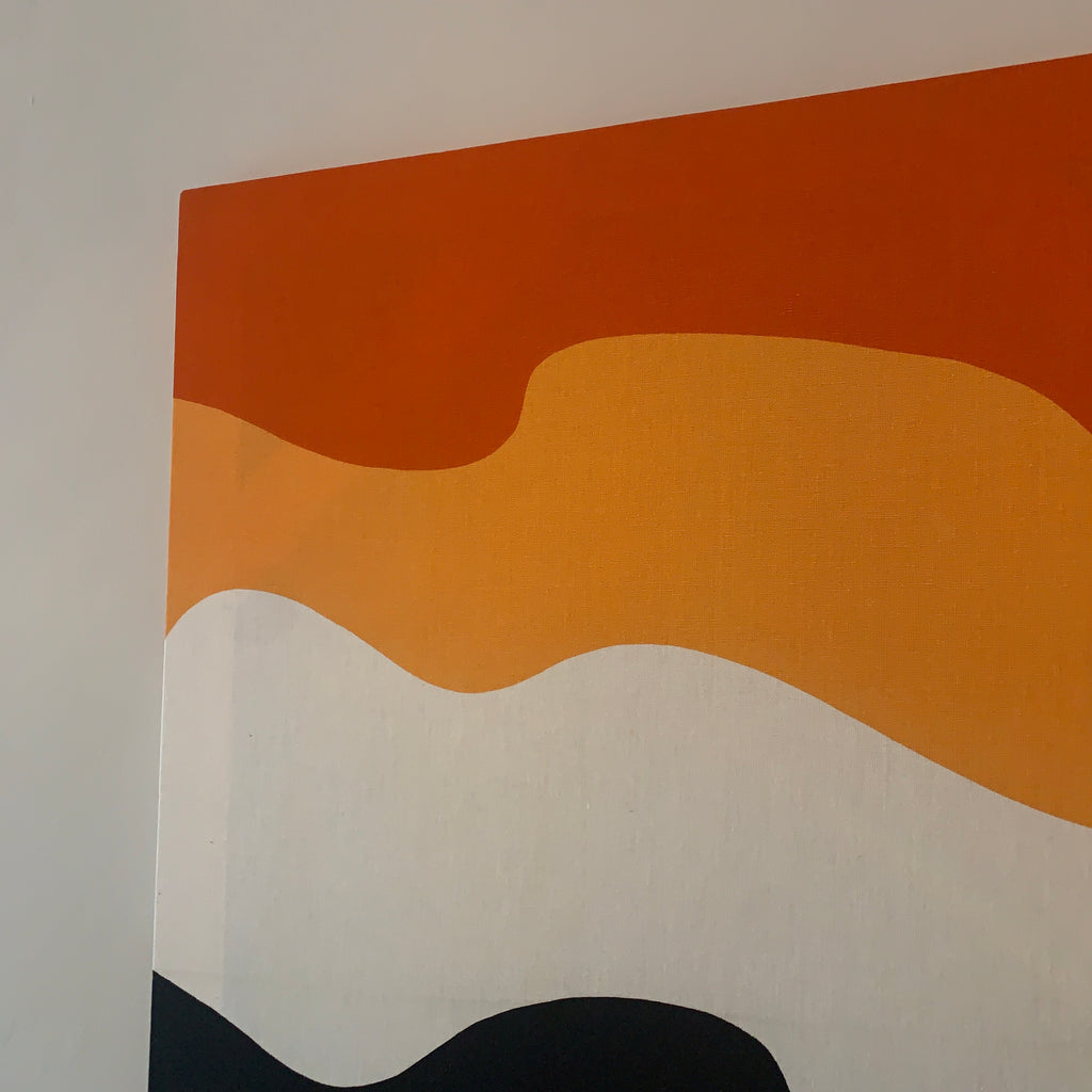 Eine Lepistö Aalto 1977 Finlayson Textile Wall Art – Scandinavian Mid Century Modern Framed Panel