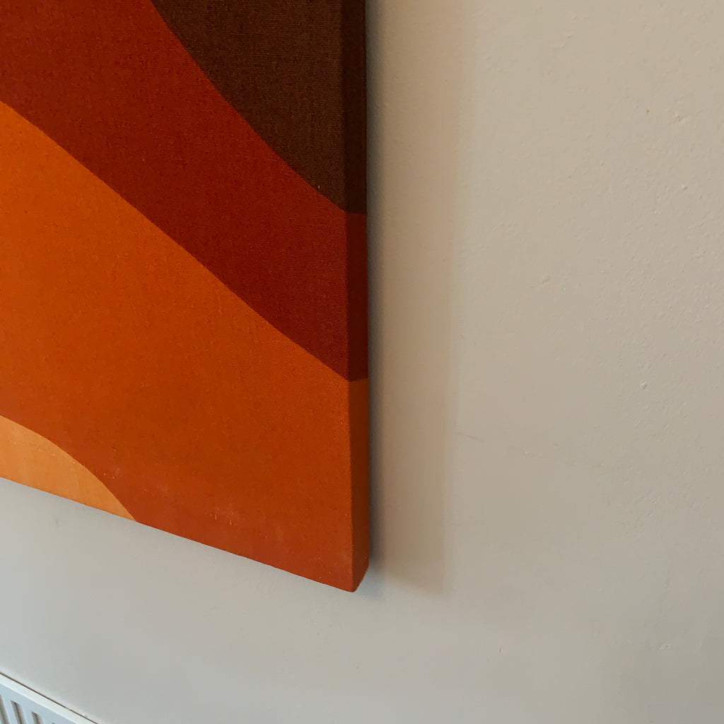 Eine Lepistö Aalto 1977 Finlayson Textile Wall Art – Scandinavian Mid Century Modern Framed Panel