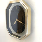 Estyma Octagonal Wall Clock – 1970s Black Dial, Gold Roman Numerals, Clear Panel