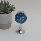 Estyma Tulip Alarm Clock – 1960s West German Space Age Chrome, Blue Luminous Dial