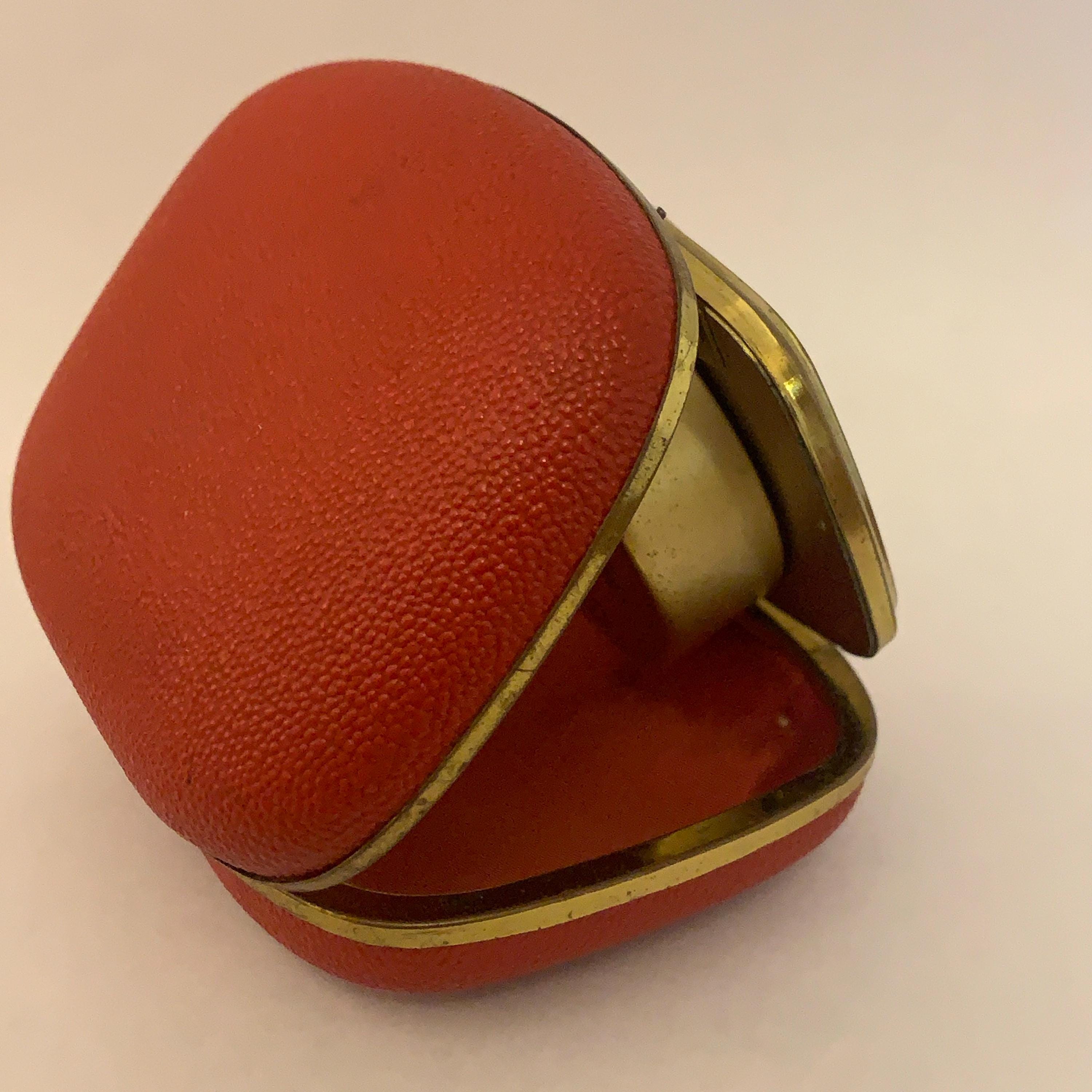Europa Travel Alarm Clock – Red Leatherette Case, Germany, 2 Jewels, 1960s