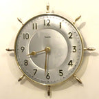 Genalex Smiths Ship Wheel Clock: Brass, Convex Glass, 1950s British Quartz