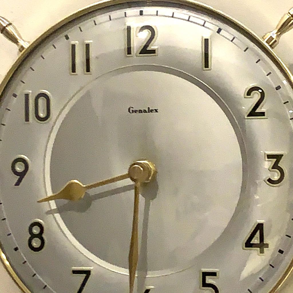 Genalex Smiths Ship Wheel Clock: Brass, Convex Glass, 1950s British Quartz