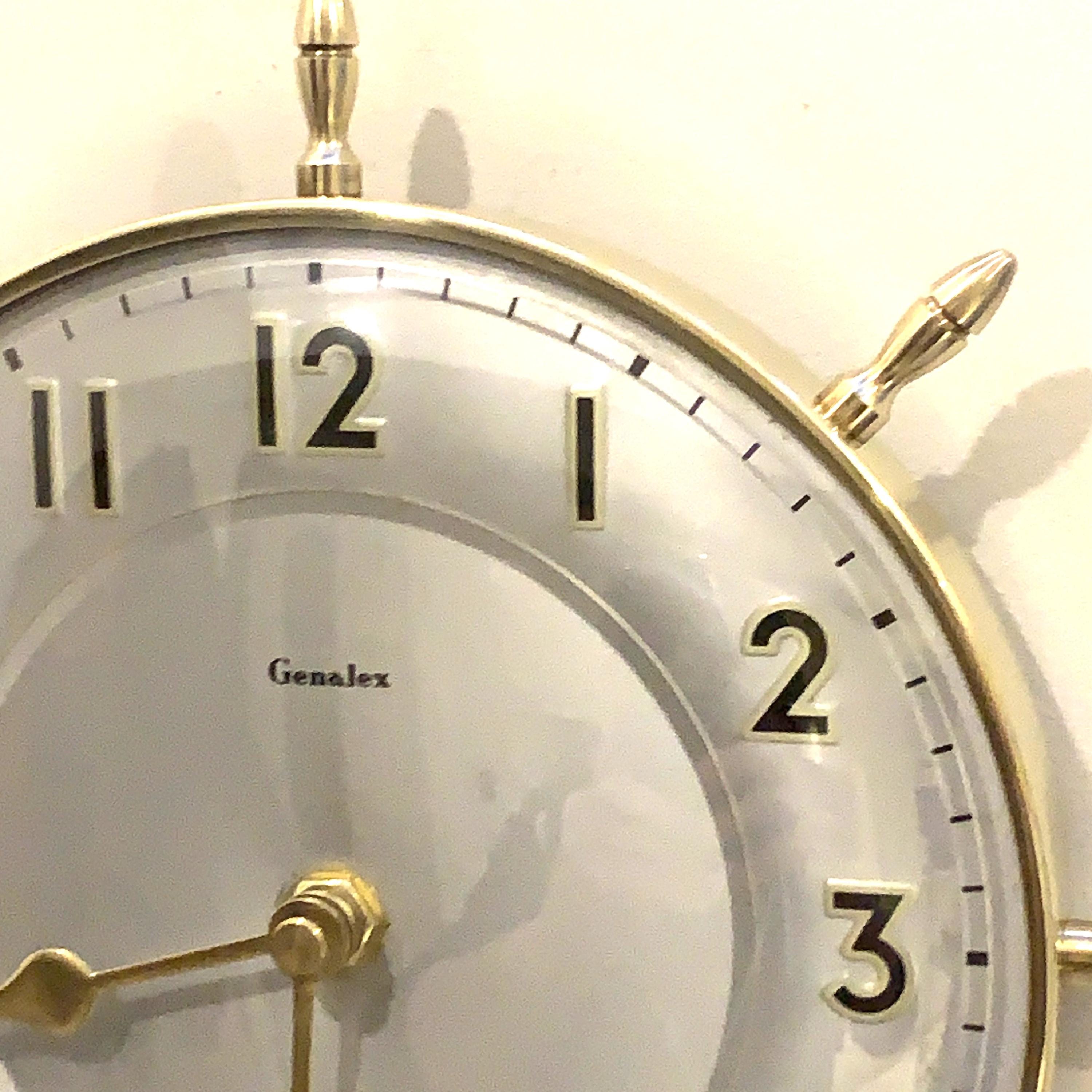 Genalex Smiths Ship Wheel Clock: Brass, Convex Glass, 1950s British Quartz
