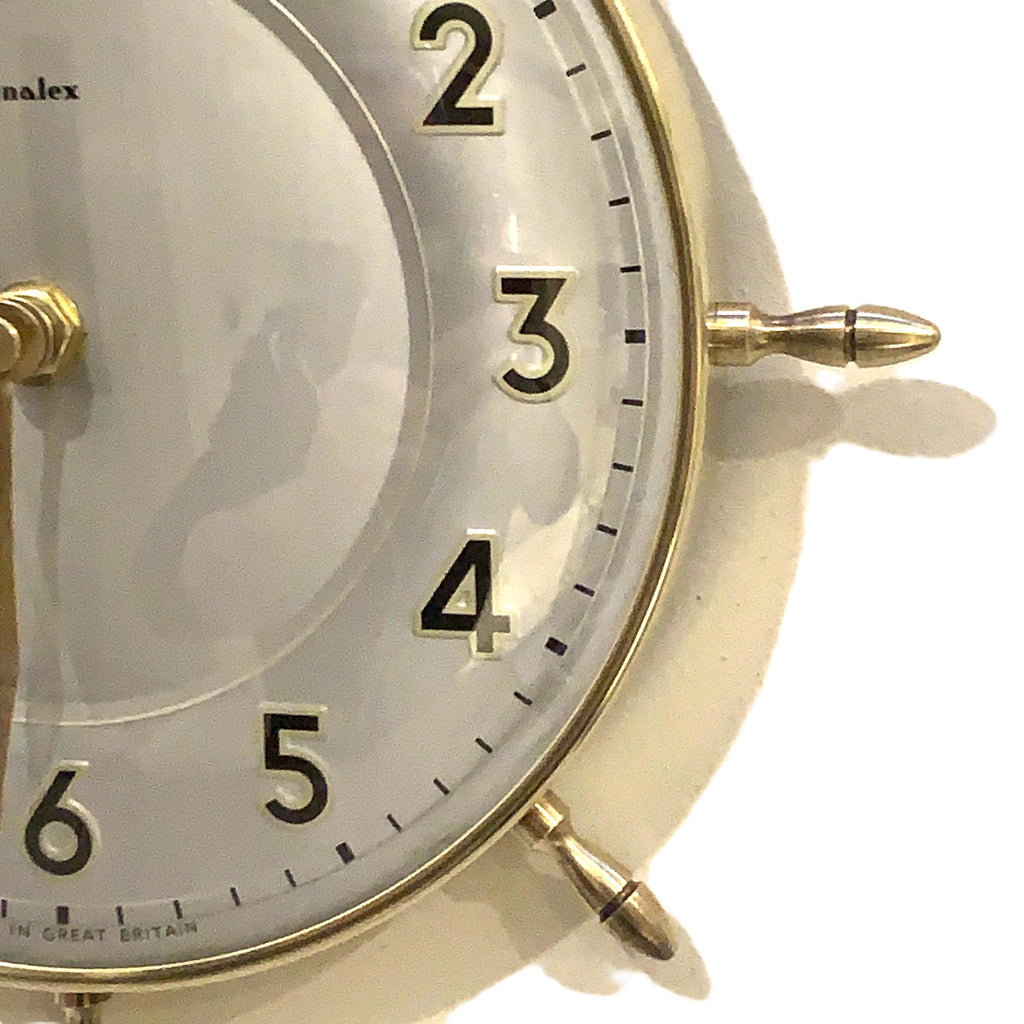 Genalex Smiths Ship Wheel Clock: Brass, Convex Glass, 1950s British Quartz