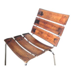 Giancarlo Vegni Fasem Stripe Chair – Italian Leather Chrome, Vintage Mid Century Modern
