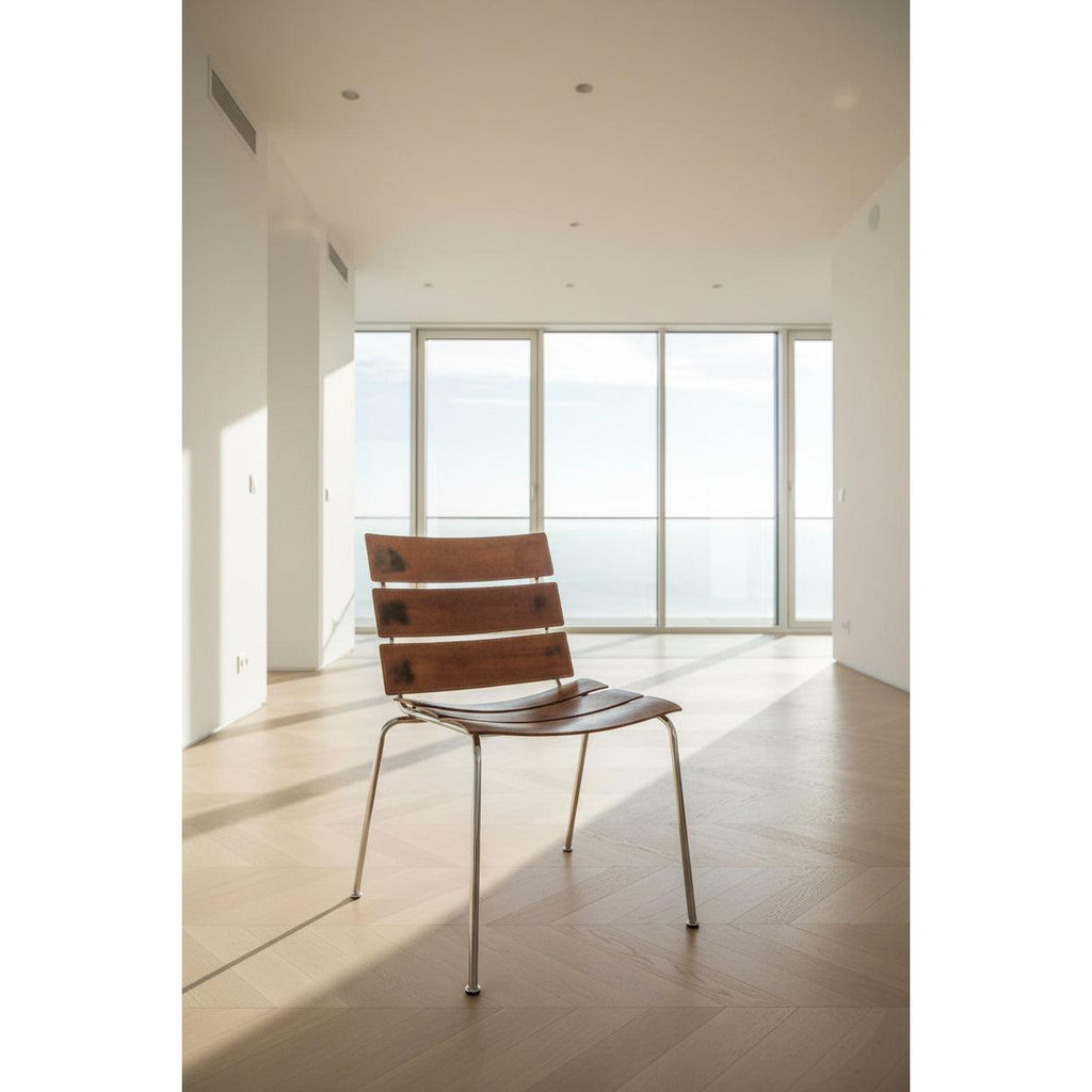 Giancarlo Vegni Fasem Stripe Chair – Italian Leather Chrome, Vintage Mid Century Modern