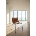 Giancarlo Vegni Fasem Stripe Chair – Italian Leather Chrome, Vintage Mid Century Modern