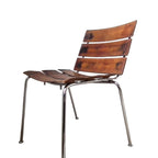 Giancarlo Vegni Fasem Stripe Chair – Italian Leather Chrome, Vintage Mid Century Modern