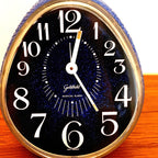 Goldbühl Musical Alarm Clock – Cobalt Blue Glitter Dial, Egg, West Germany 1960s/70s
