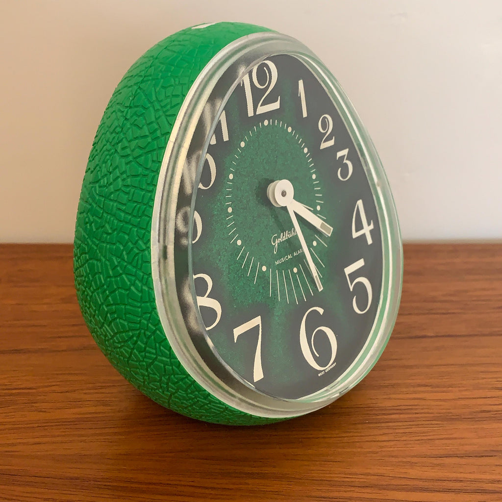 Goldbühl Musical Alarm Clock – Emerald Green Glitter Dial, West Germany 1960s/70s