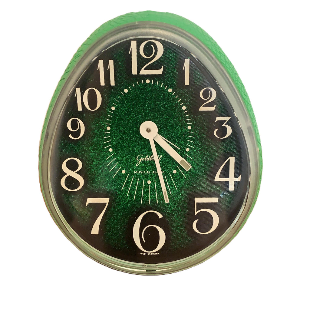 Goldbühl Musical Alarm Clock – Emerald Green Glitter Dial, West Germany 1960s/70s