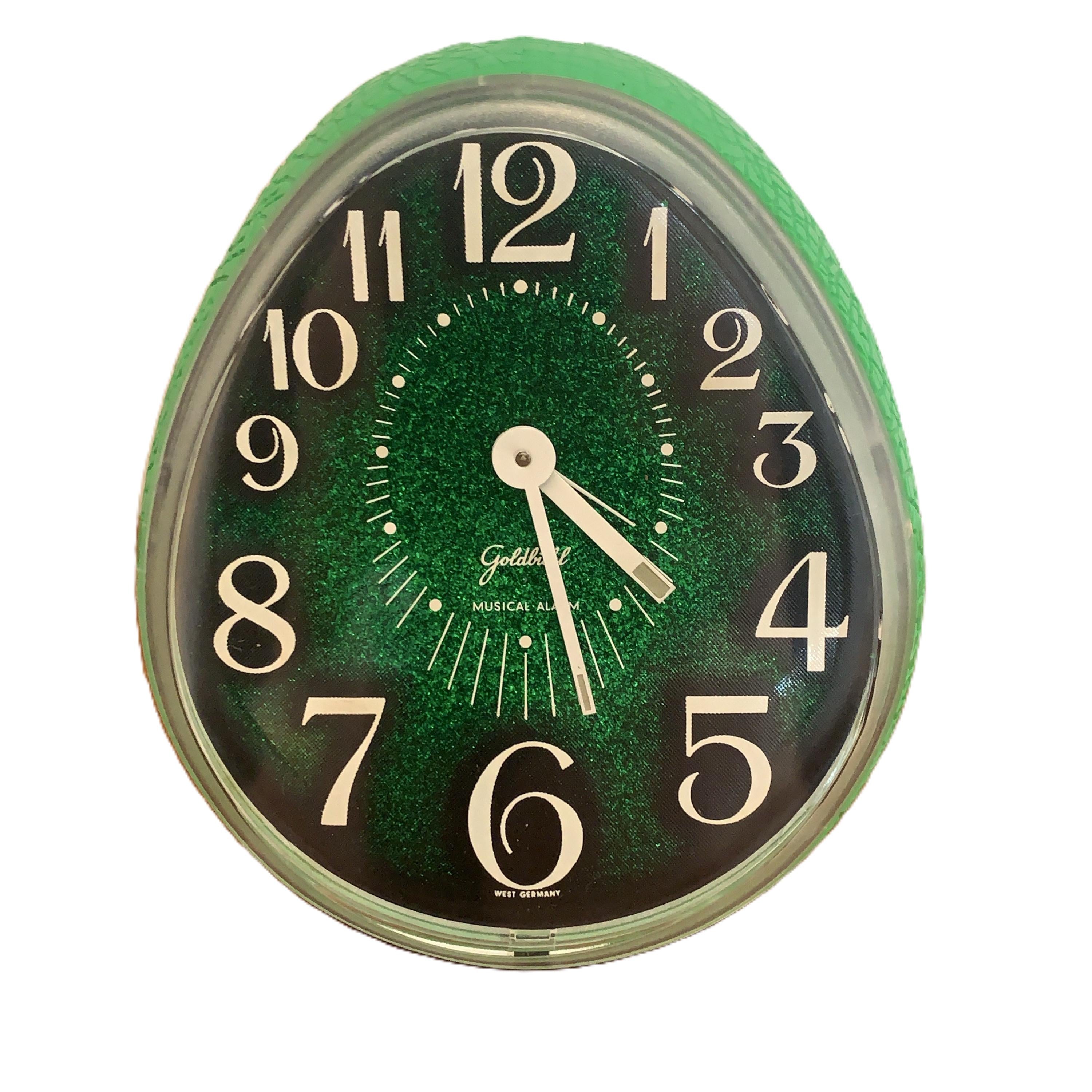 Goldbühl Musical Alarm Clock – Emerald Green Glitter Dial, West Germany 1960s/70s