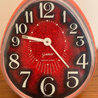 Goldbühl Musical Alarm Clock – Red Glitter Dial, Egg Shape, West Germany 1960s/70s