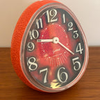 Goldbühl Musical Alarm Clock – Red Glitter Dial, Egg Shape, West Germany 1960s/70s