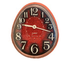 Goldbühl Musical Alarm Clock – Red Glitter Dial, Egg Shape, West Germany 1960s/70s