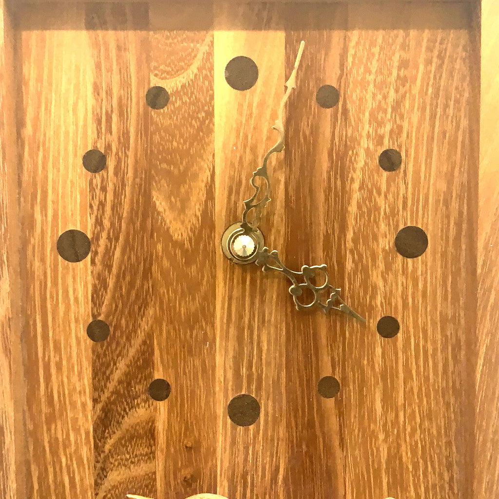 Hand Carved Wren Wall Clock Vintage Oak 1970s Isle of Wight Folk Art