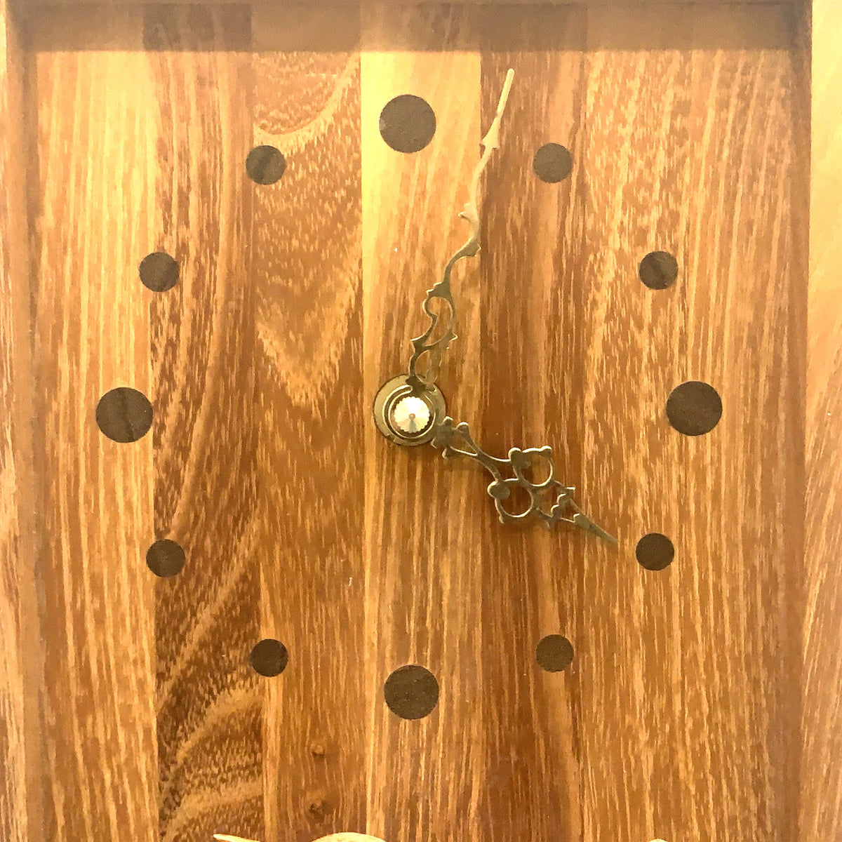 Hand Carved Wren Wall Clock Vintage Oak 1970s Isle of Wight Folk Art