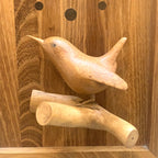 Hand Carved Wren Wall Clock Vintage Oak 1970s Isle of Wight Folk Art