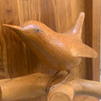 Hand Carved Wren Wall Clock Vintage Oak 1970s Isle of Wight Folk Art