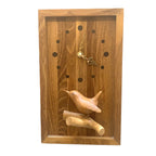 Hand Carved Wren Wall Clock Vintage Oak 1970s Isle of Wight Folk Art