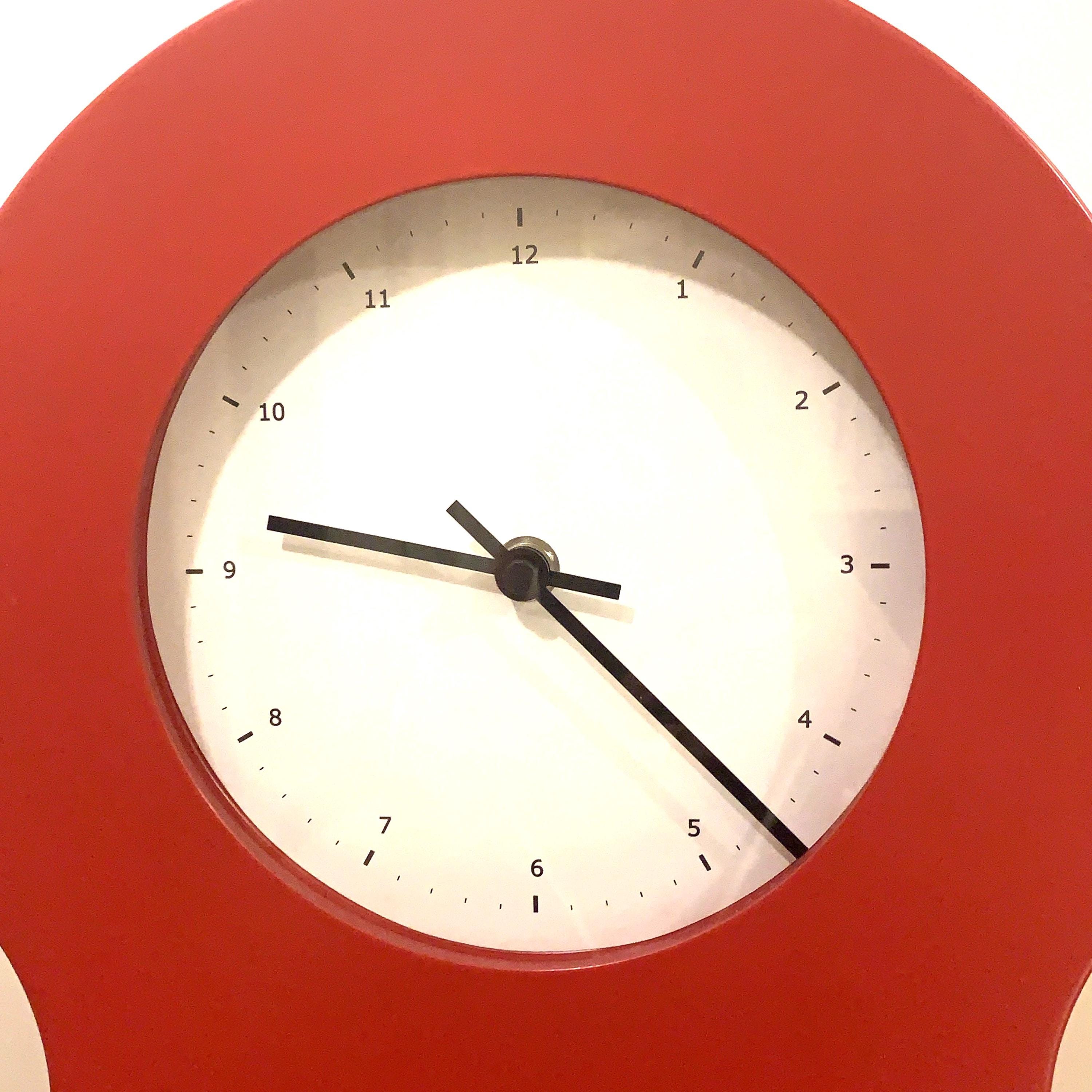 IKEA PS 1999 Keyhole Clock Red Thomas Eriksson Scandinavian Design Storage Cabinet Vintage Quartz