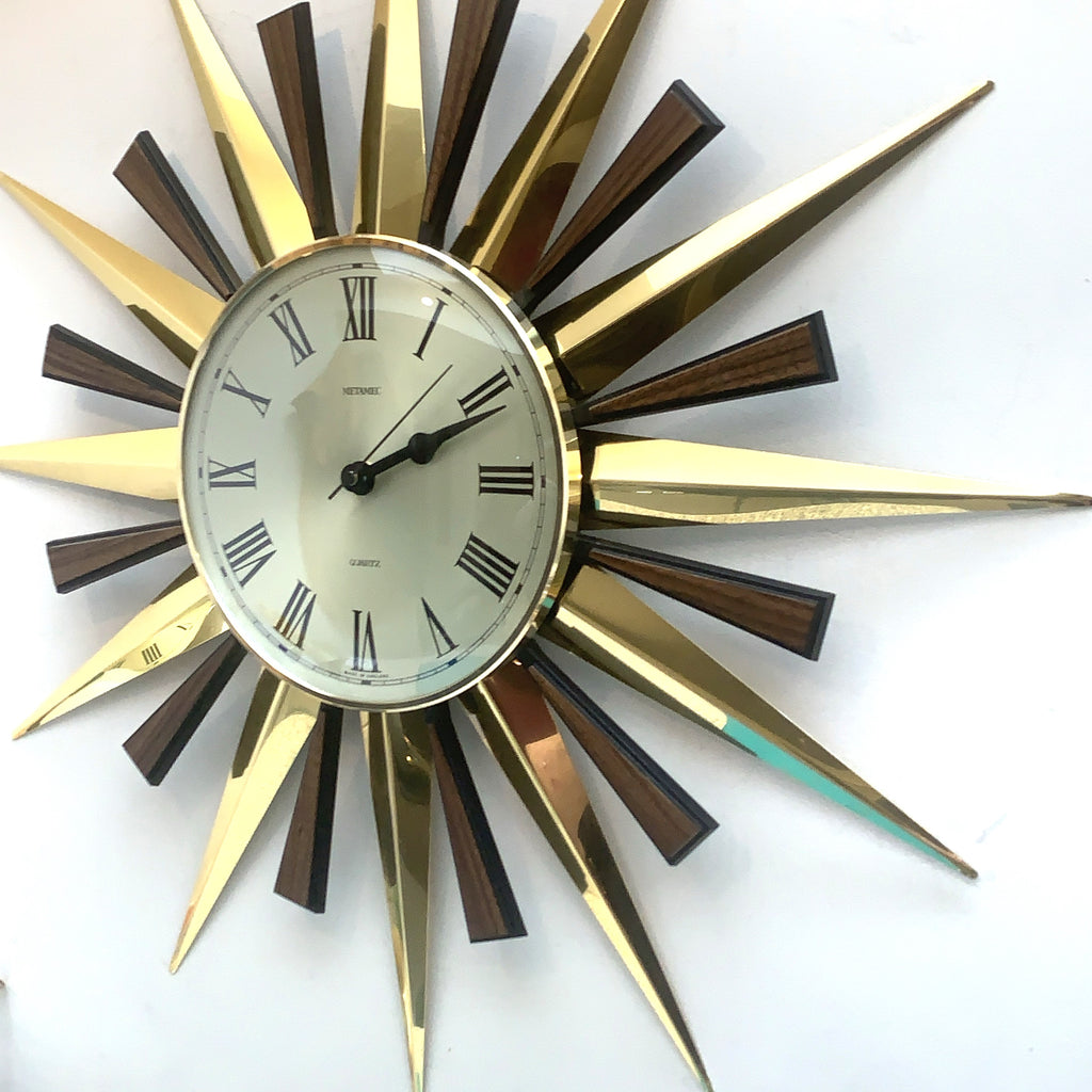 Metamec Brass Sunburst Wall Clock Model 4647 Starburst 60cm Retro Gift