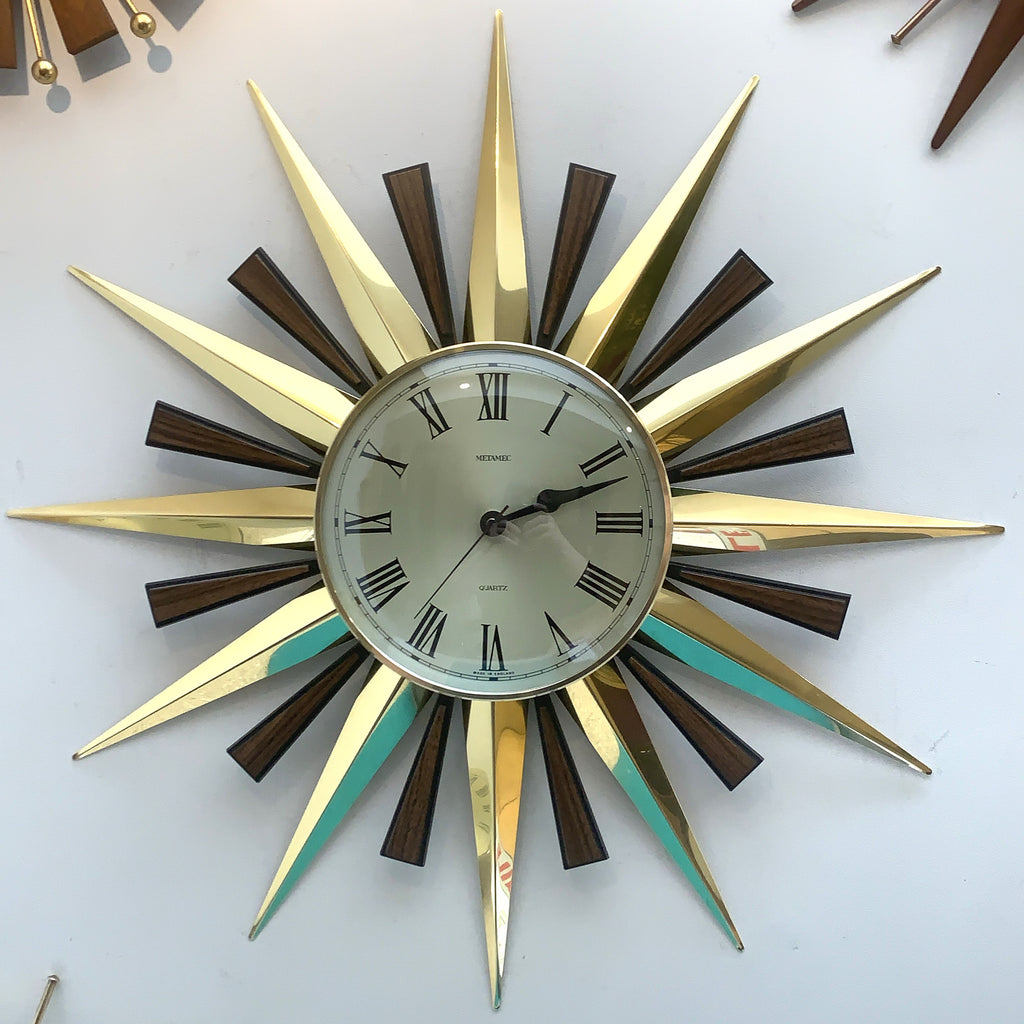 Metamec Brass Sunburst Wall Clock Model 4647 Starburst 60cm Retro Gift