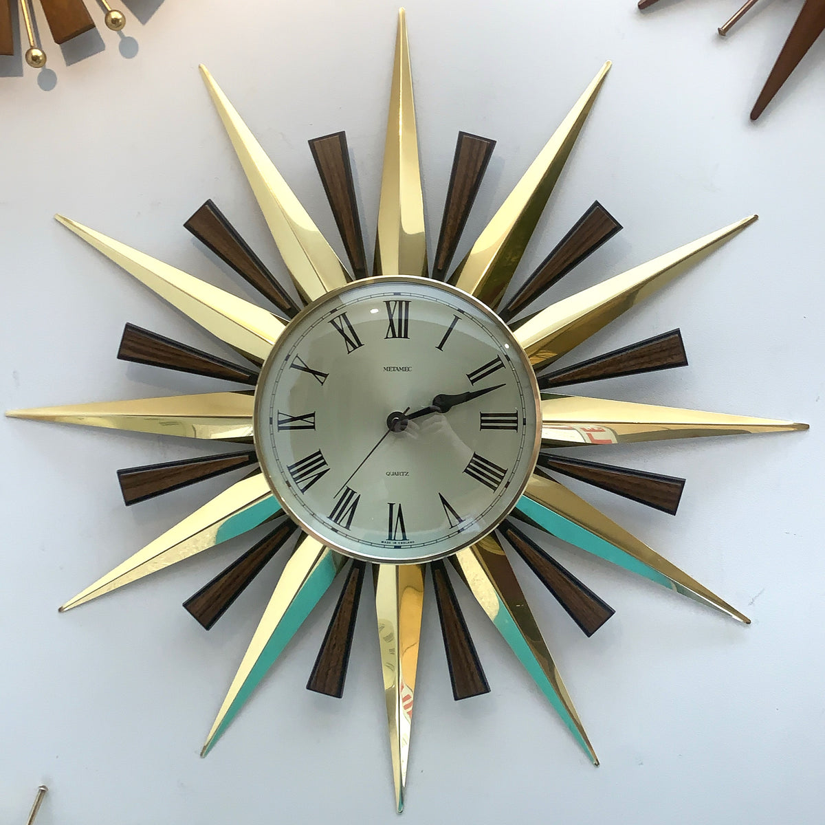 Metamec Brass Sunburst Wall Clock Model 4647 Starburst 60cm Retro Gift