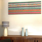 Collier Campbell Balcony Stripe Academy Fabrics Textile Wall Art – 1980s Painted Stripe Framed Panel